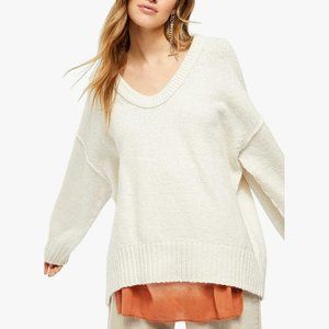 Free People Brookside Tunic Sweater in Ivory Size Medium